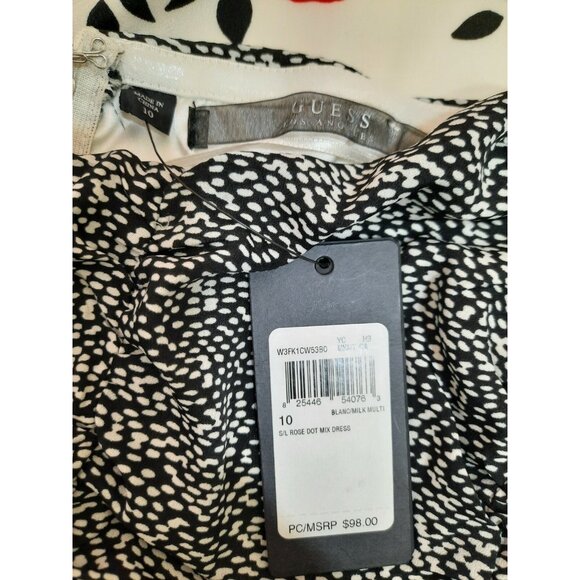 Guess Rose Dot Floral Strapless Dress US size 10 red Black Fit flare Above Knee - Picture 10 of 10